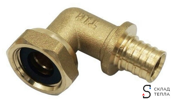 Переход на накидную гайку угловой TIM - 16 x 1/2" (для труб из сшитого полиэтилена, 2 шт). Вид 1.