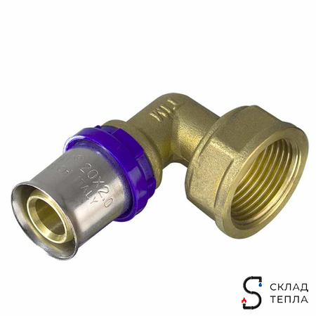 Переход на внутреннюю резьбу угловой TIM - 20 x 3/4" (прессовой, для металлопластиковых труб). Вид 1.