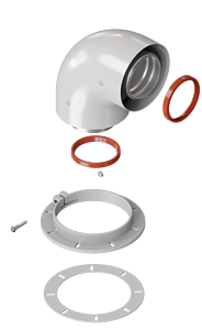 Адаптер угловой Rommer 60/100 (Bosch, Buderus, Baxi ECO Nova/Classic)