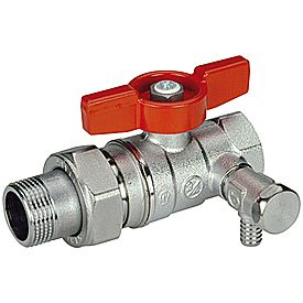 Кран шаровой Giacomini R259DS - 1/2' (ВР/НР, сливной кран 1/4', отвод, ручка-бабочка красная)