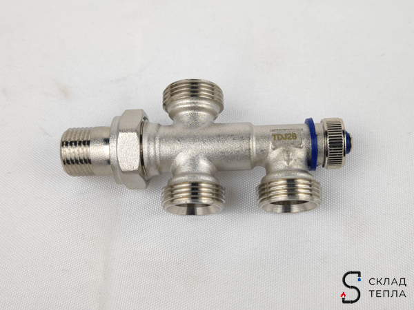 Узел для нижнего подключения радиатора TIM 1/2"х3/4"ЕК (для двухтрубных систем). Вид 2.