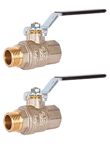 Кран шаровой полнопроходной STOUT - 1/2' (НР/ВР, ручка-рычаг черная, 2шт)