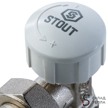 Клапан термостатический угловой STOUT - 1/2" (PN10, Tmax - 120°С). Вид 6.