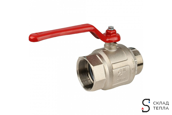 Кран шаровой полнопроходной ITAP IDEAL 091 - 2" (НР/ВР, PN25, Tmax 150°С, ручка-рычаг красная). Вид 3.