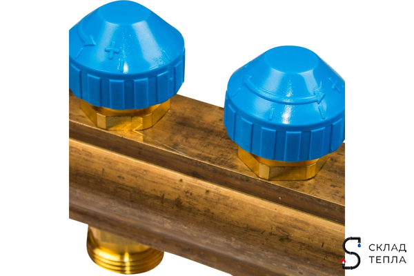 Коллекторная группа WATTS HKV - 1"ВР/ВР на 8 контуров 3/4"EK (с вентилями, латунь). Вид 6.