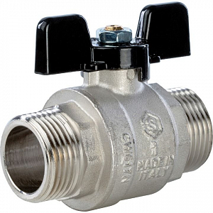 Кран шаровой полнопроходной STOUT - 1 1/4' (НР/НР, PN40, Tmax 150°С, ручка-бабочка черная)