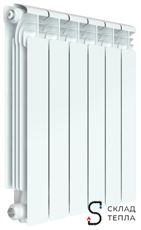 Радиатор алюминиевый Rifar Alum Ventil 500 - 6 секций (подключение нижнее слева). Вид 1.