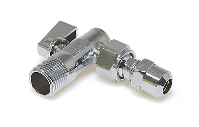 Кран шаровой угловой с шарнирным соединением TIM - 1/2' x 10мм (НР/НР, с цангой и отражателем)