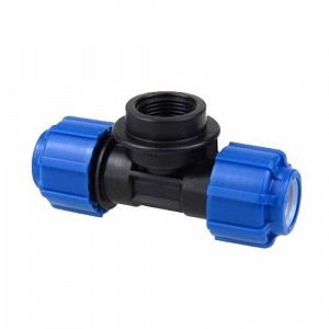 Тройник комбинированный с внутренней резьбой Политэк - 40 x 3/4' (винтовой, для труб ПНД)