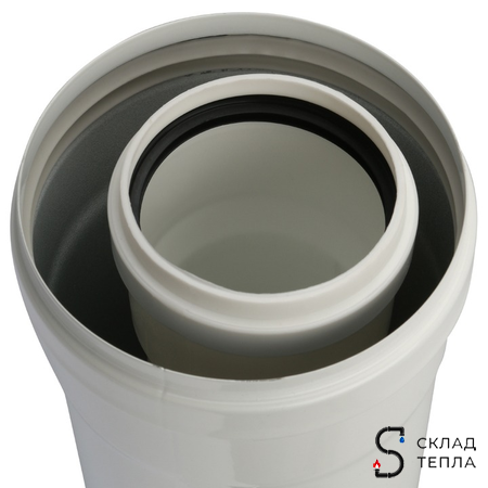 Труба для коаксиального дымохода STOUT D60/100 мм, длина 500 мм (для конденсационного котла). Вид 3.