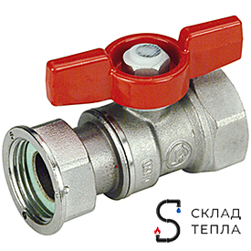 Кран шаровой Giacomini R251P - 1" (ВР/НГ, PN35, Tmax 185°С, ручка-бабочка красная). Вид 1.