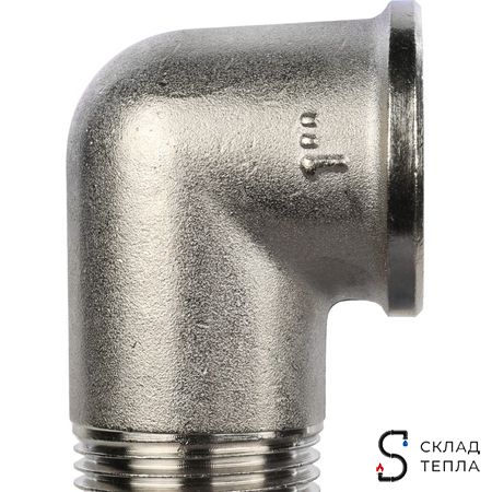Отвод 90° латунный резьбовой равнопроходный STOUT (НР/ВР) - 3/4" (никелированный). Вид 7.