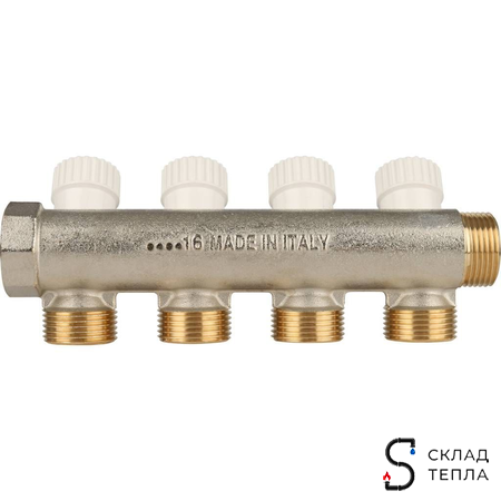 Коллектор регулирующий STOUT- 3/4" (НР/ВР) на 4 контура 3/4" (EK). Вид 5.