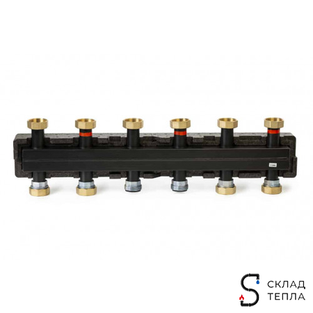 Коллектор котельной разводки Meibe Поколение 8  - 1"1/2  на 5 контуров 1"1/2 (до 85 кВт, черн.сталь). Вид 3.