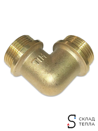 Отвод 90° латунный резьбовой равнопроходный TIM (НР/НР) - 1" (1шт). Вид 4.