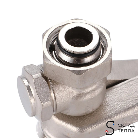 Узел нижнего подключения прямой перекрестный Zeissler 3/4" х 3/4" с запорными вентилями. Вид 4.