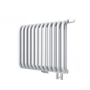 Радиатор 2 трубчатый Rommer Ventil 500 - 12 секций (нижнее подключение, цвет белый RAL9016)