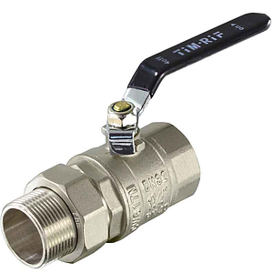 Кран шаровой полнопроходной TIM - 1 1/4' (ВР/НГ, PN40, ручка-рычаг черная)