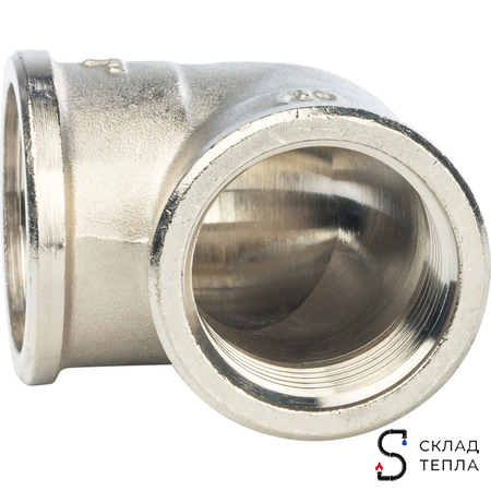 Отвод 90° латунный резьбовой переходной STOUT (ВР/ВР) - 1" x 3/4" (никелированный). Вид 2.