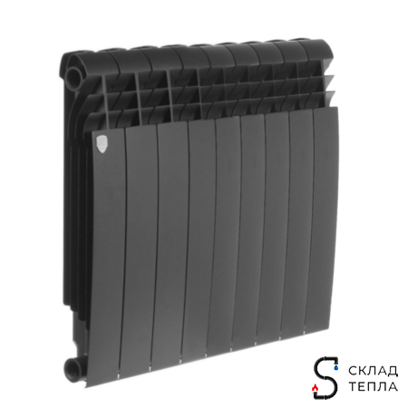 Радиатор биметаллический Royal Thermo BiLiner 500 Noir Sable (Чёрный) - 9 секций. Вид 1.