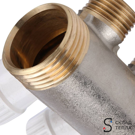 Коллектор регулирующий STOUT- 1" (НР/ВР) на 4 контура 1/2" (EK). Вид 8.