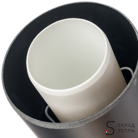 Финальный участок вертикальный для коаксиального дымохода STOUT D60/100 мм (для  конденсац. котла). Вид 2.