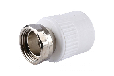 Переход на накидную гайку VALFEX - 20 x 1/2" (для полипропиленовых труб, цвет белый) Переход на накидную гайку VALFEX - 20 x 1/2' (для полипропиленовых труб, цвет белый)