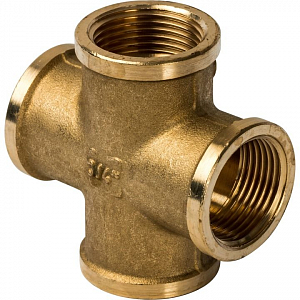Крестовина латунная резьбовая равнопроходная STOUT (ВР) - 1 1/2'
