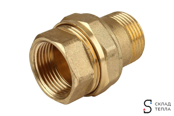 Сгон прямой латунный ITAP 151 - 1/2" (ВР/НР, с плоской прокладкой). Вид 2.