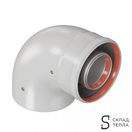 Отвод раструбный Rommer 90 гр. 60/100 (наружный диаметр мама/папа). Вид 1.