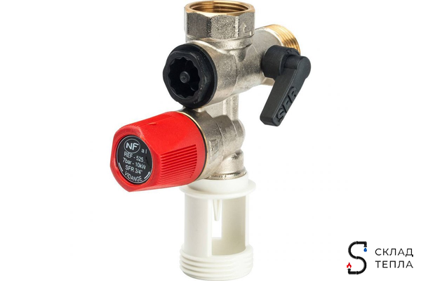 Группа безопасности бойлера WATTS SFR - 3/4" (сбросное отверстие 1", для бойлеров до 10 кВт). Вид 1.