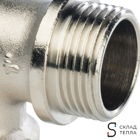 Отвод 90° с упором латунный резьбовой STOUT (НР/ВР) - 1/2" (никелированный). Вид 6.