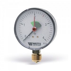 Манометр радиальный WATTS F+R201 (MRP) - 1/4' (D-50 мм, шкала 0-4 бар, с указателем предела)