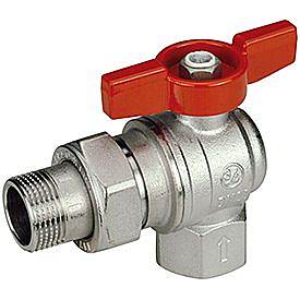 Кран шаровой полнопроходной угловой Giacomini R789 - 1/2' (ВР/НР, PN35,ручка-бабочка красная, отвод)