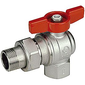 Кран шаровой полнопроходной угловой Giacomini R789 - 1/2' (ВР/НР, PN35,ручка-бабочка красная, отвод)