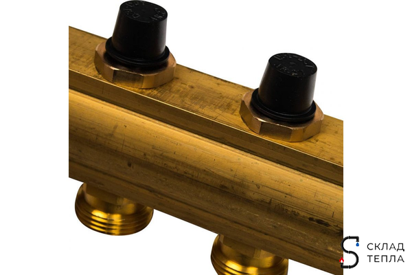 Коллекторная группа WATTS HKV - 1"ВР/ВР на 12 контуров 3/4"EK (с вентилями, латунь). Вид 6.