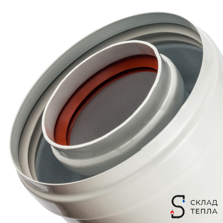 Адаптер для котла вертикальный для коаксиального дымохода STOUT D60/100 мм (для Bosch, Buderus). Вид 6.