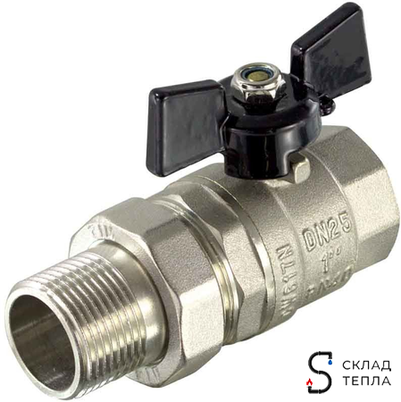 Кран шаровой полнопроходной TIM - 3/4" (ВР/НГ, PN40, ручка-бабочка черная, 2шт). Вид 3.