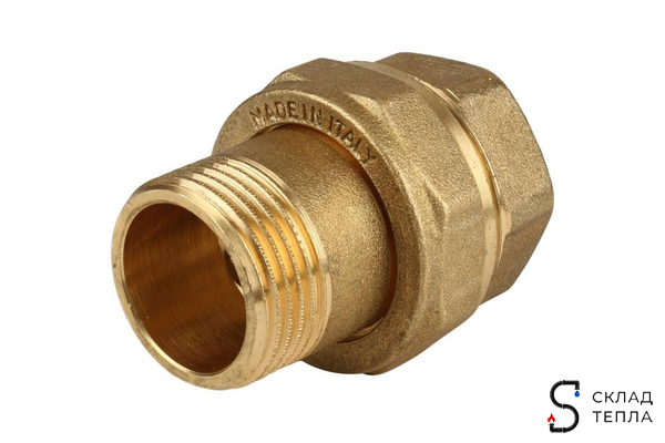 Сгон прямой латунный ITAP 151 - 1/2" (ВР/НР, с плоской прокладкой). Вид 1.
