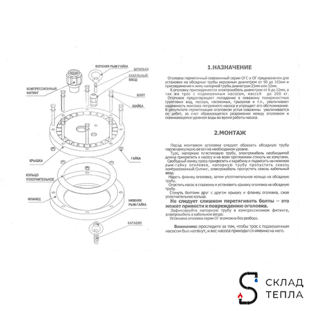 Оголовок скважинный ОГС-125-165/32. Вид 7.