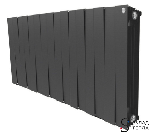 Радиатор биметаллический Royal Thermo PianoForte 500 Noir Sable (Чёрный) - 16 секций. Вид 1.