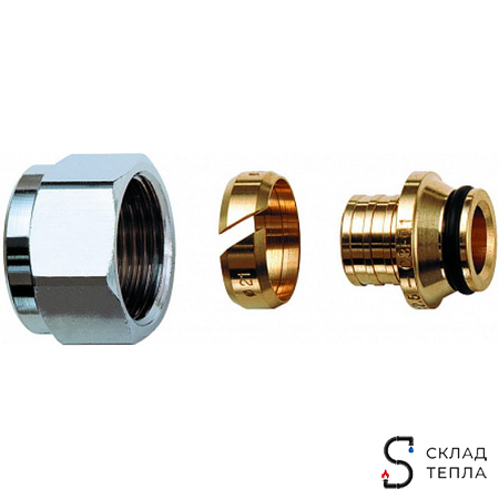 Соединение резьбозажимное TIM - 1/2" для труб из сшитого полиэтилена 16x2,0 (6 шт.). Вид 1.