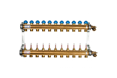 Коллекторная группа WATTS HKV/T - 1'ВР на 11 контуров 3/4'EK (с вентилями и расходомерами, латунь)