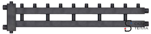 Коллектор котельной разводки ROMMER 5+1 (дублер рядный) с гидроразделителем 1"1/2 . Вид 1.