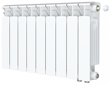 Радиатор биметаллический Rifar Base Ventil 350 - 9 секций (подключение нижнее справа)