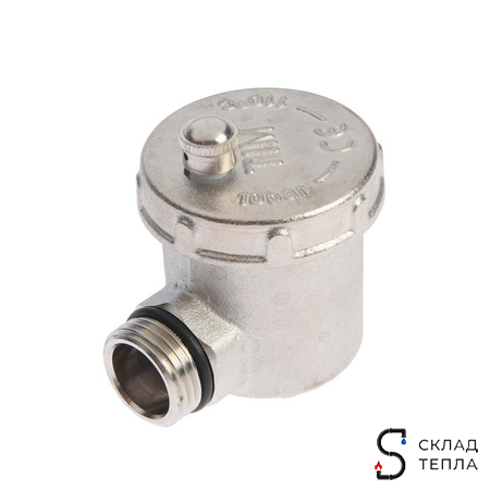 Воздухоотводчик автоматический угловой TIM - 1/2" (НР, воздухоотвод сверху, цвет никелированный). Вид 3.