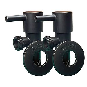 Кран угловой с рычагом TIM - 1/2' x 1/2' (НР/НР, с отражателем, черный матовый, 2шт)