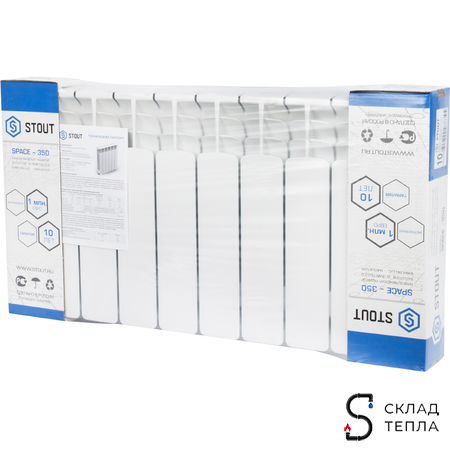 Радиатор биметаллический STOUT Space 350 - 10 секций. Вид 14.