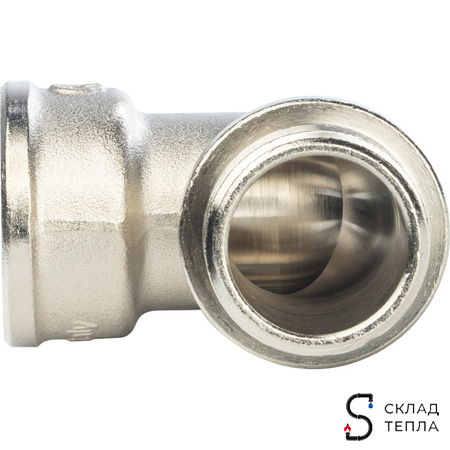 Отвод 90° с упором латунный резьбовой STOUT (НР/ВР) - 1/2" (никелированный). Вид 3.