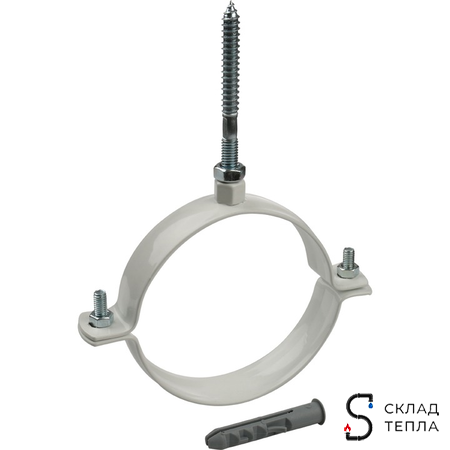 Крепление к стене Rommer D100 белое металлическое (хомут). Вид 1.